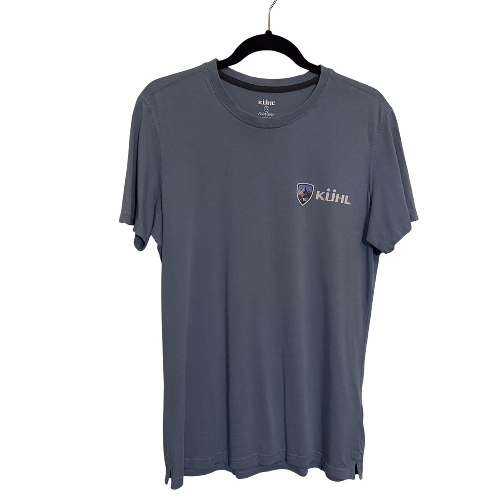 Kuhl Mens Small Light Blue Mountain Tee Graphic T-Shirt Organic Cotton Outdoors